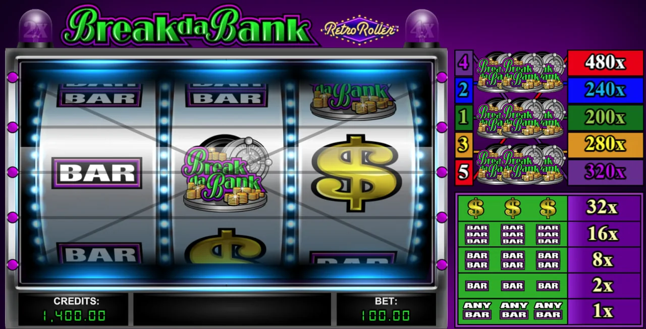 Break da Bank Retro Roller by Games Global - background 5